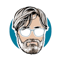 a man with glasses and a beard in a circle