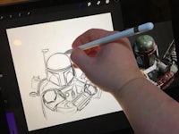 star wars boba fett drawing on an ipad